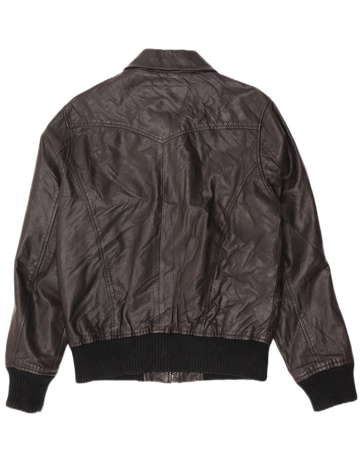 Jack & Jones Herren Lederjacke UK 36 Small Schwarz