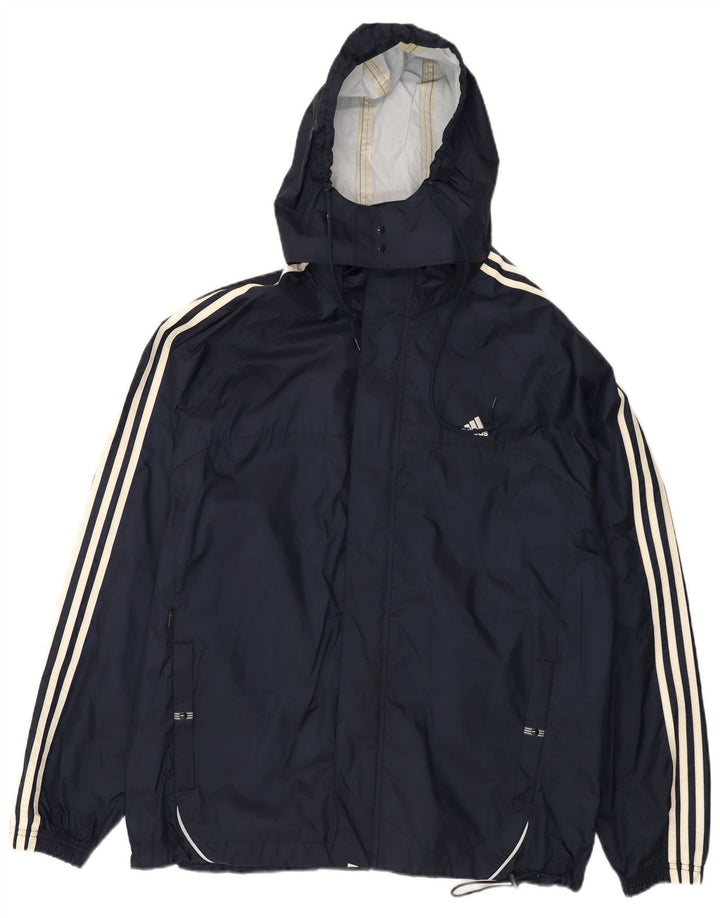 ADIDAS Herren-Regenjacke mit Kapuze, UK 40, Größe L, marineblaues Nylon