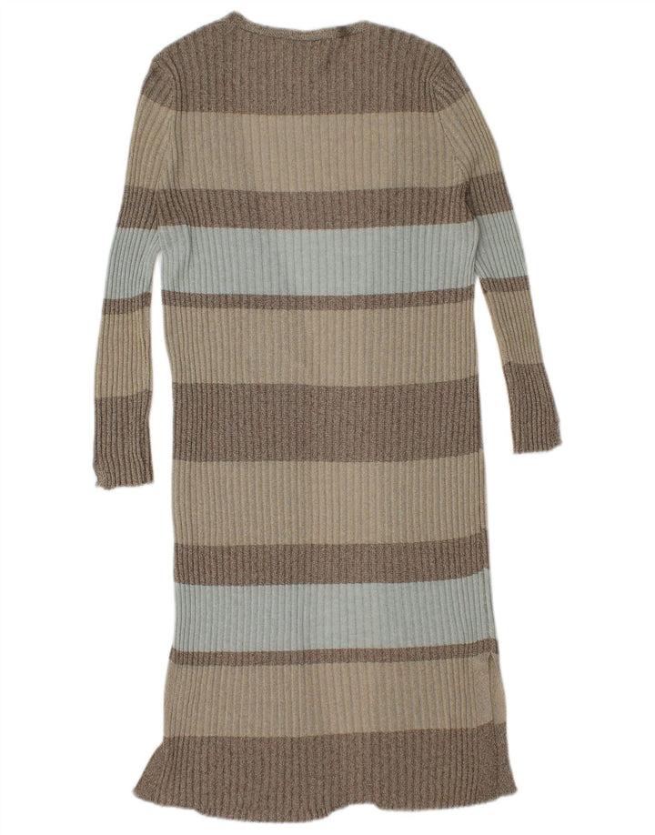 Zara Damen-Longline-Cardigan-Pullover UK 12 Medium Mehrfarbig gestreift