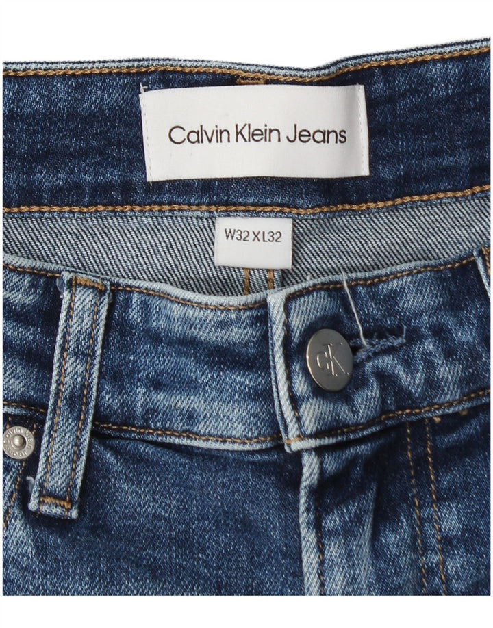 Calvin Klein Herren Straight Jeans W32 L27 Blaue Baumwolle