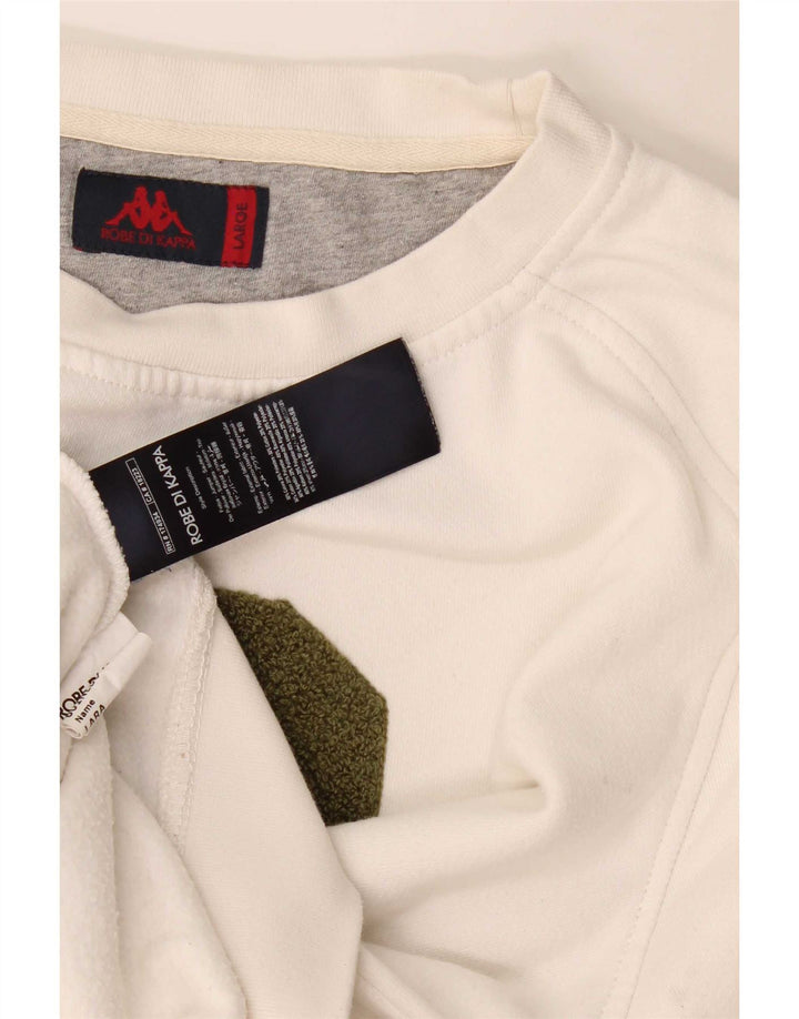 Kappa Damen Grafik-Sweatshirt-Pullover UK 16 Large Weiße Baumwolle