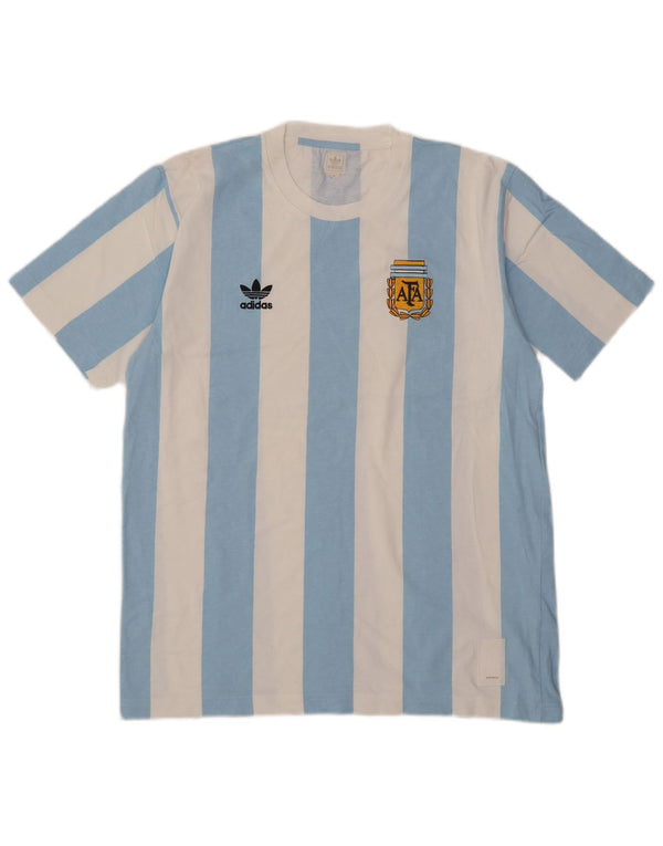 Adidas Herren Grafik T-Shirt Top Mittelblau gestreift aus Baumwolle