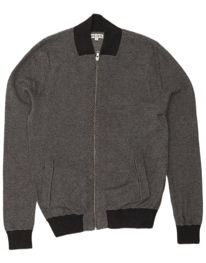 Reiss Herren-Trainingsanzug-Oberteil, Jacke, Größe S, Grau, Colourblock-Baumwolle