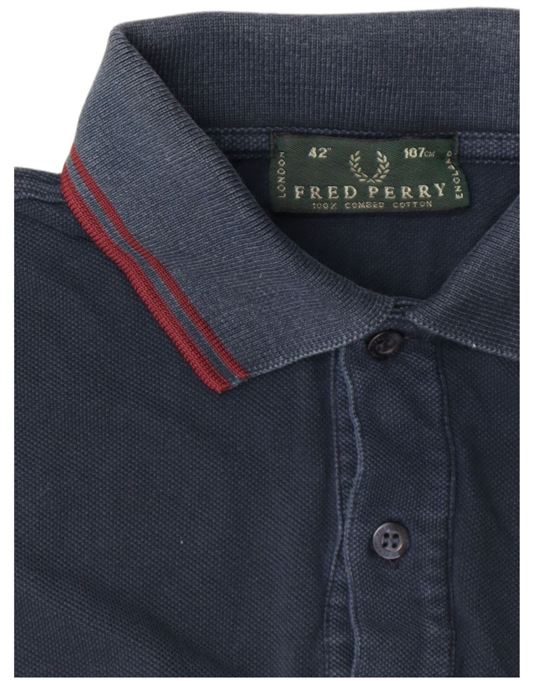Fred Perry Herren-Langarm-Poloshirt, mittelmarineblaue Baumwolle