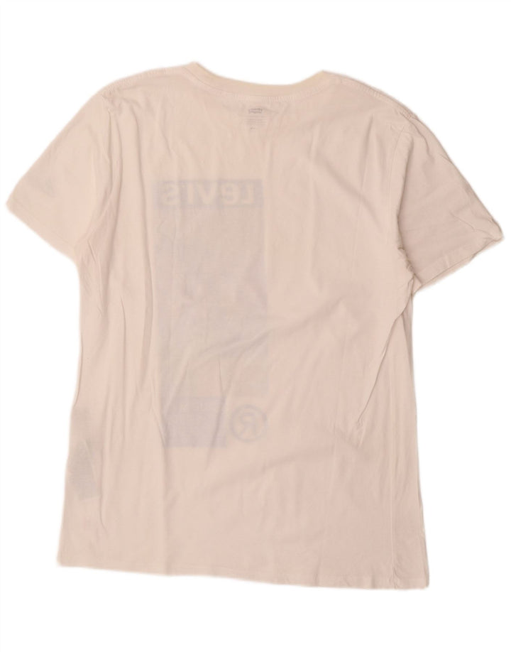 Levi's Herren-T-Shirt mit Grafik, Größe L, cremefarbene Baumwolle