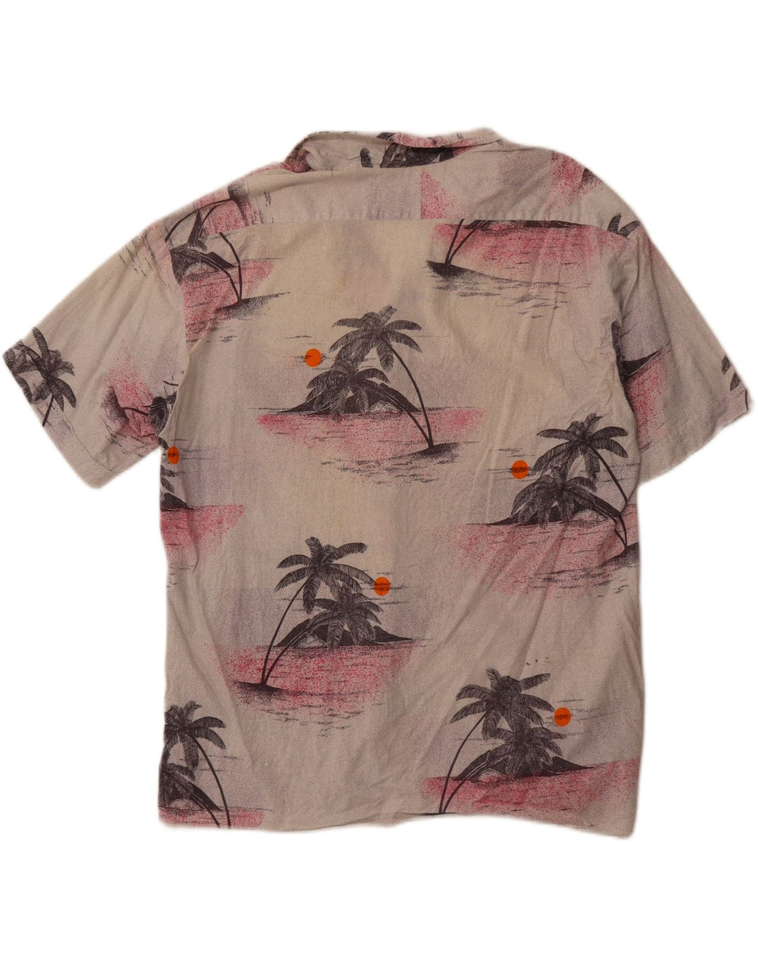 VINTAGE Hawaii-Kurzarmhemd für Herren, groß, beige, geblümte Baumwolle