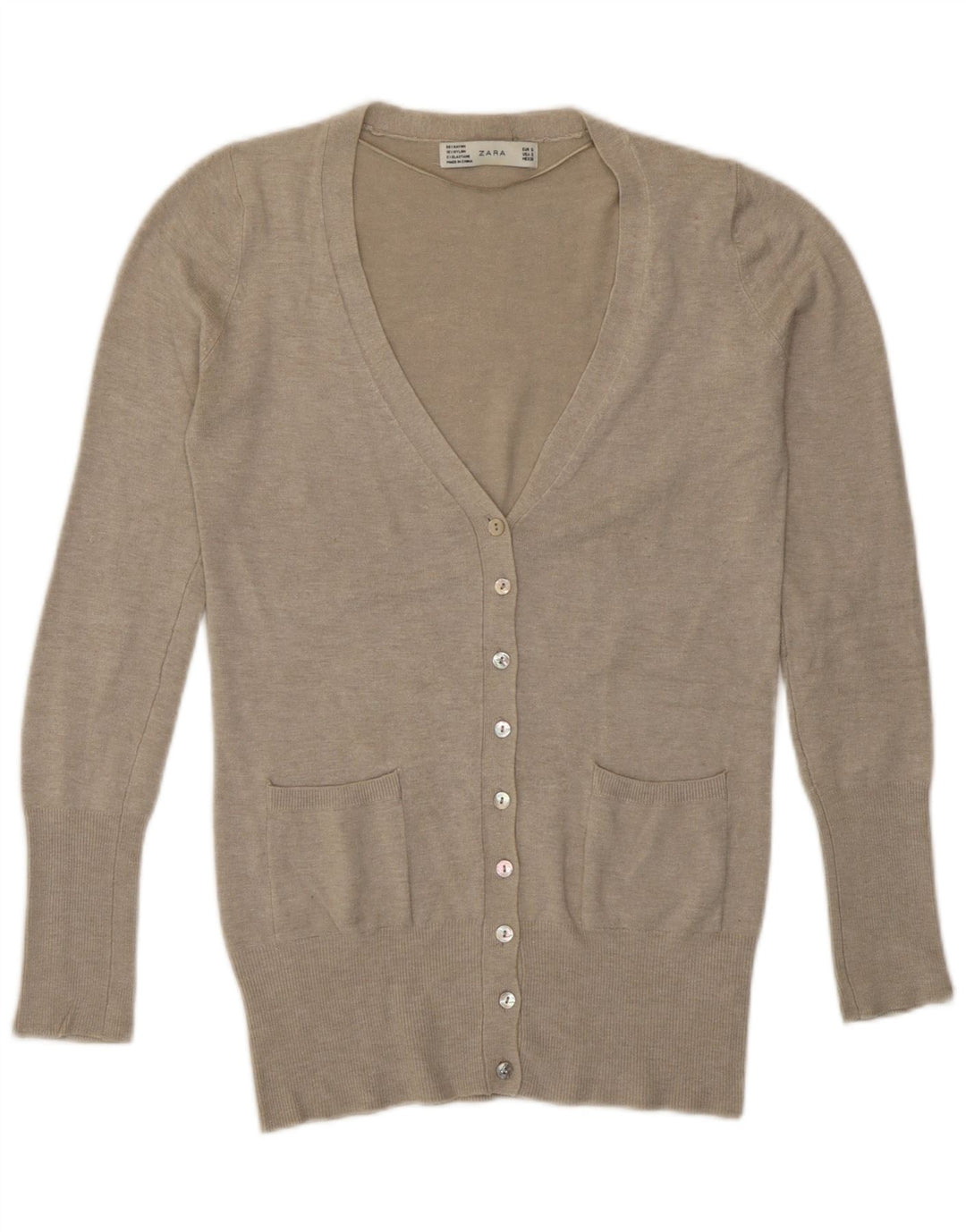 Zara Damen-Cardigan-Pullover UK 10 Small Grau