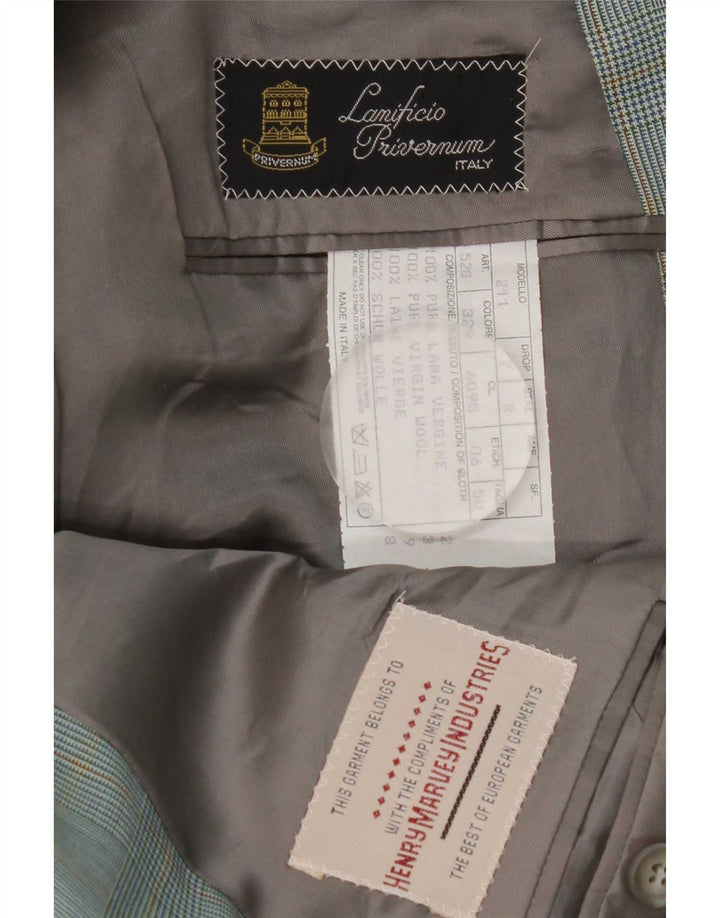 Vintage Herren-Blazer mit 2 Knöpfen, IT 50, große blaue Karo-Schurwolle