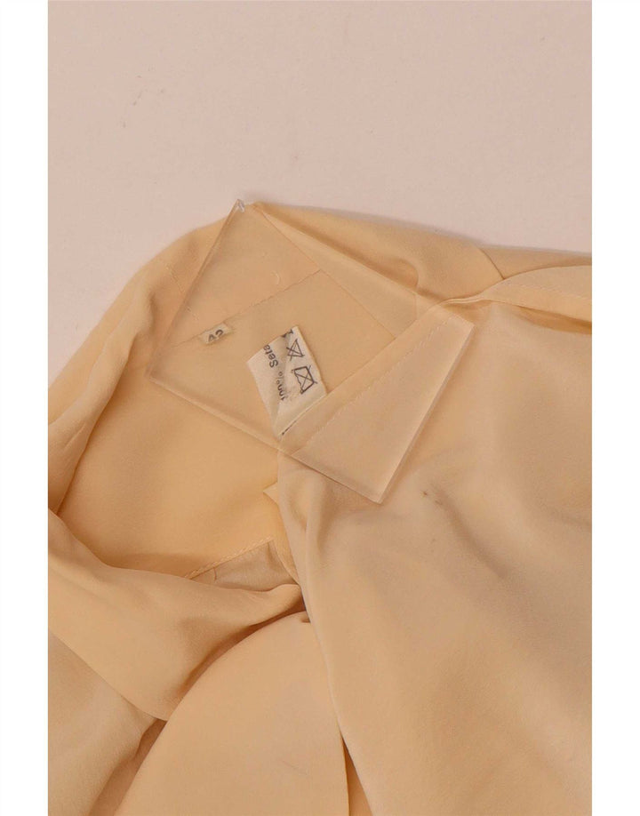 Vintage Damen-Hemdbluse mit Vorderkrawatte, IT 42, mittelgelbe Seide