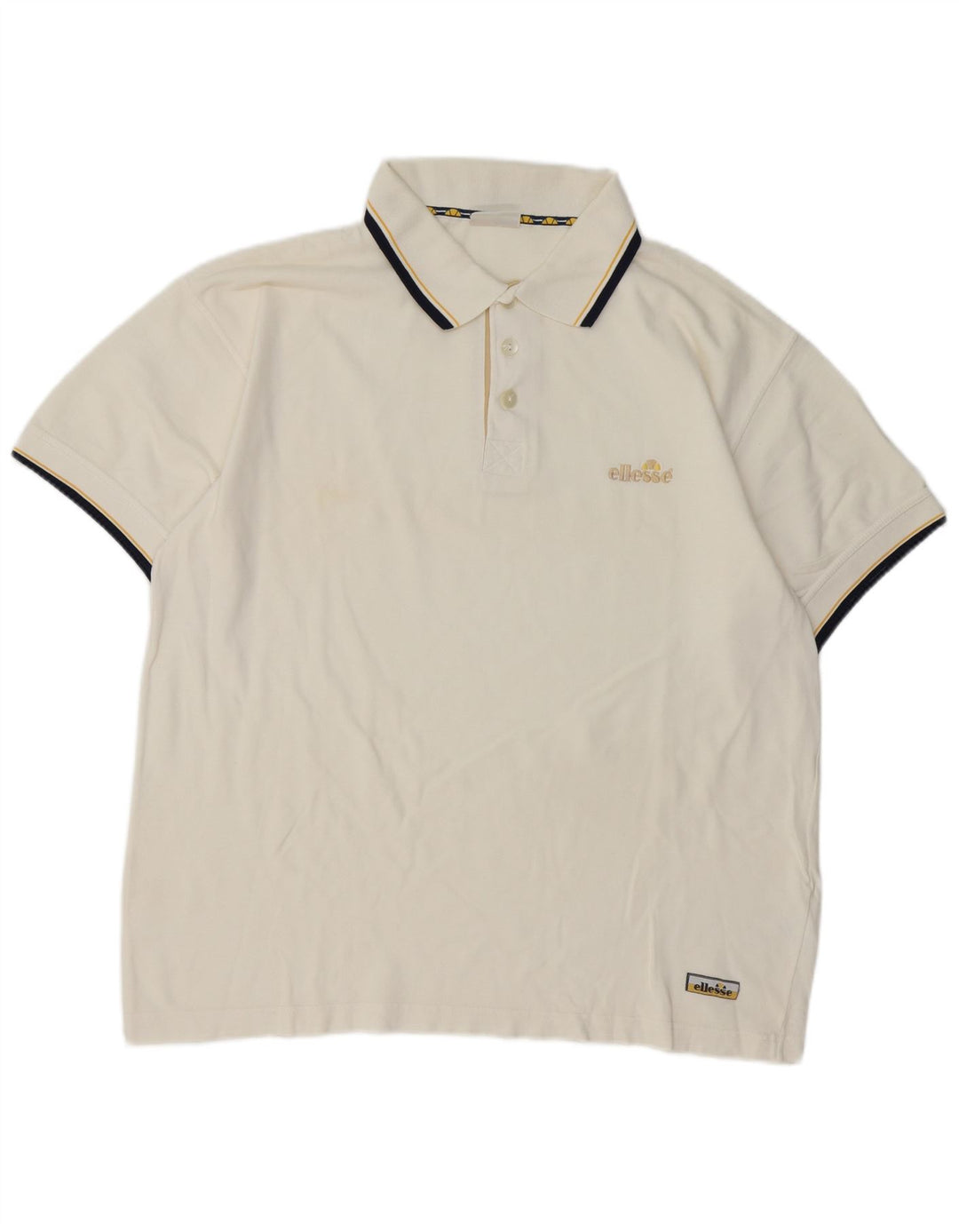 Ellesse Herren-Poloshirt, groß, weiße Baumwolle