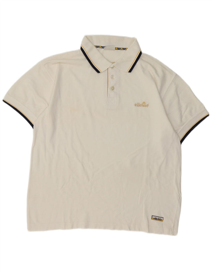 Ellesse Herren-Poloshirt, groß, weiße Baumwolle