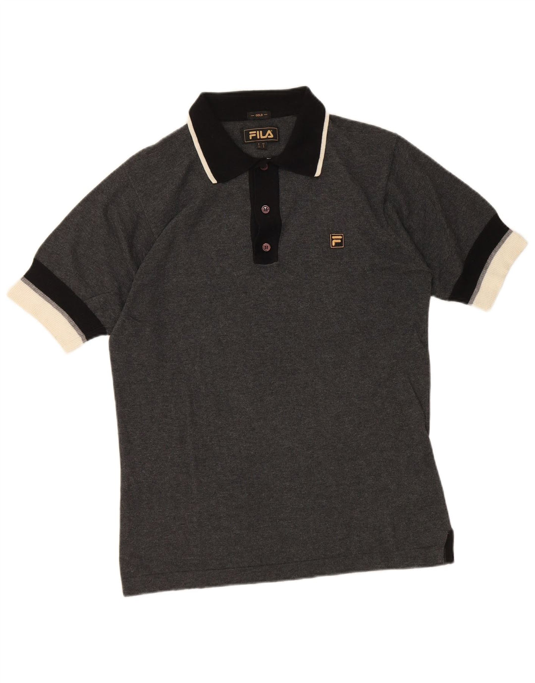 Fila Herren-Poloshirt, kleine graue Colourblock-Baumwolle