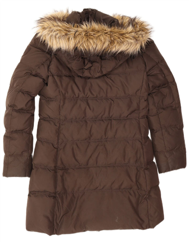 Tommy Hilfiger Wattierter Damenmantel mit Kapuze, UK 14, Mittelbraun, Polyester