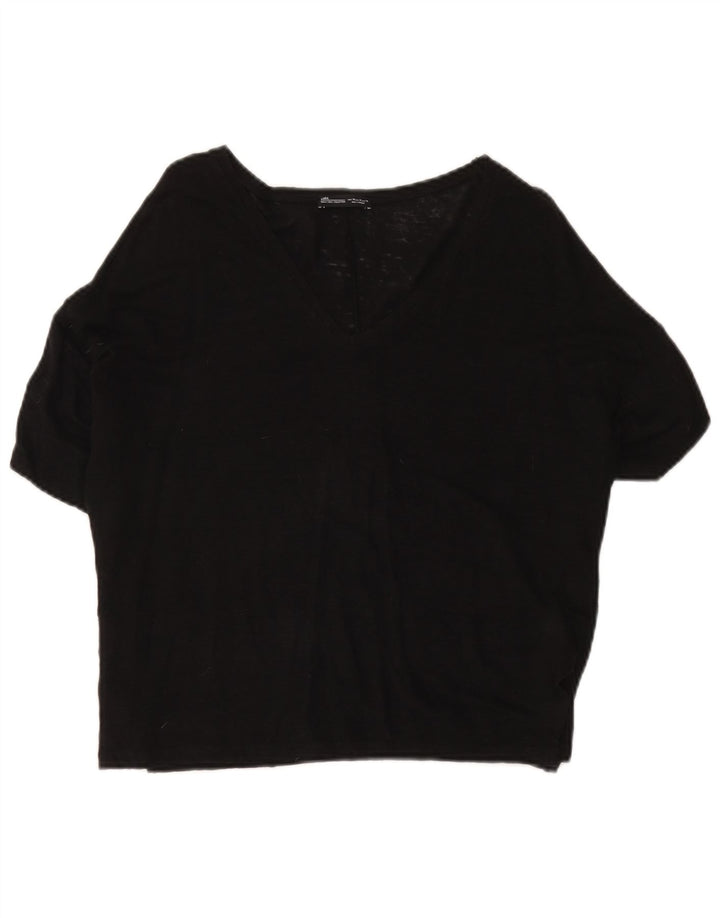 Zara Damen Bluse Top UK 14 Medium Schwarz