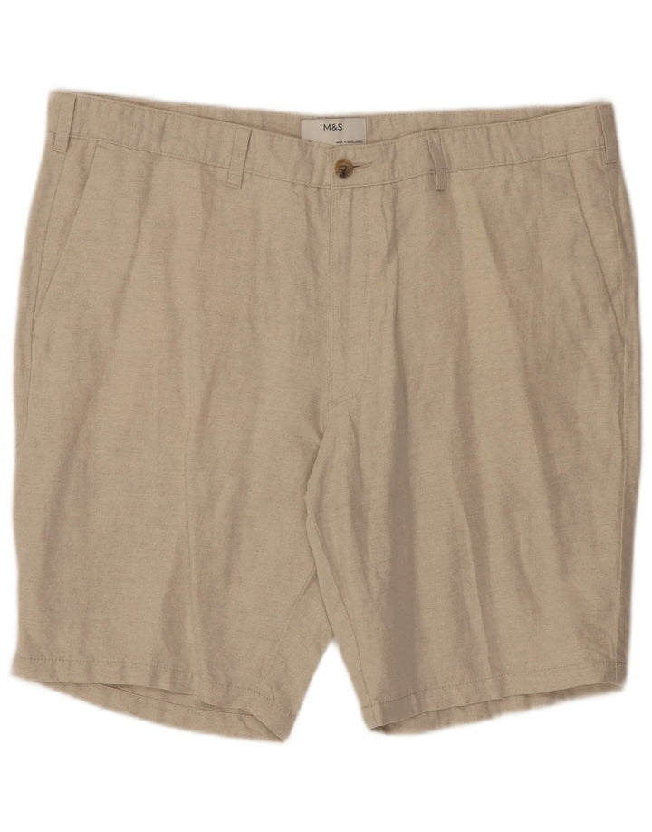 Marks & Spencer Herren Chinoshorts W40 XL Beige Leinen