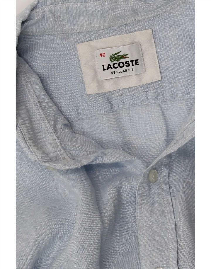 Lacoste Herren-Hemd mit normaler Passform, Größe 40, mittelblaues Leinen
