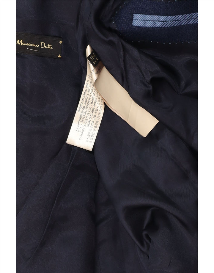 Massimo Dutti Damen 1-Knopf-Blazerjacke EU 38 Mittelmarineblaue Viskose