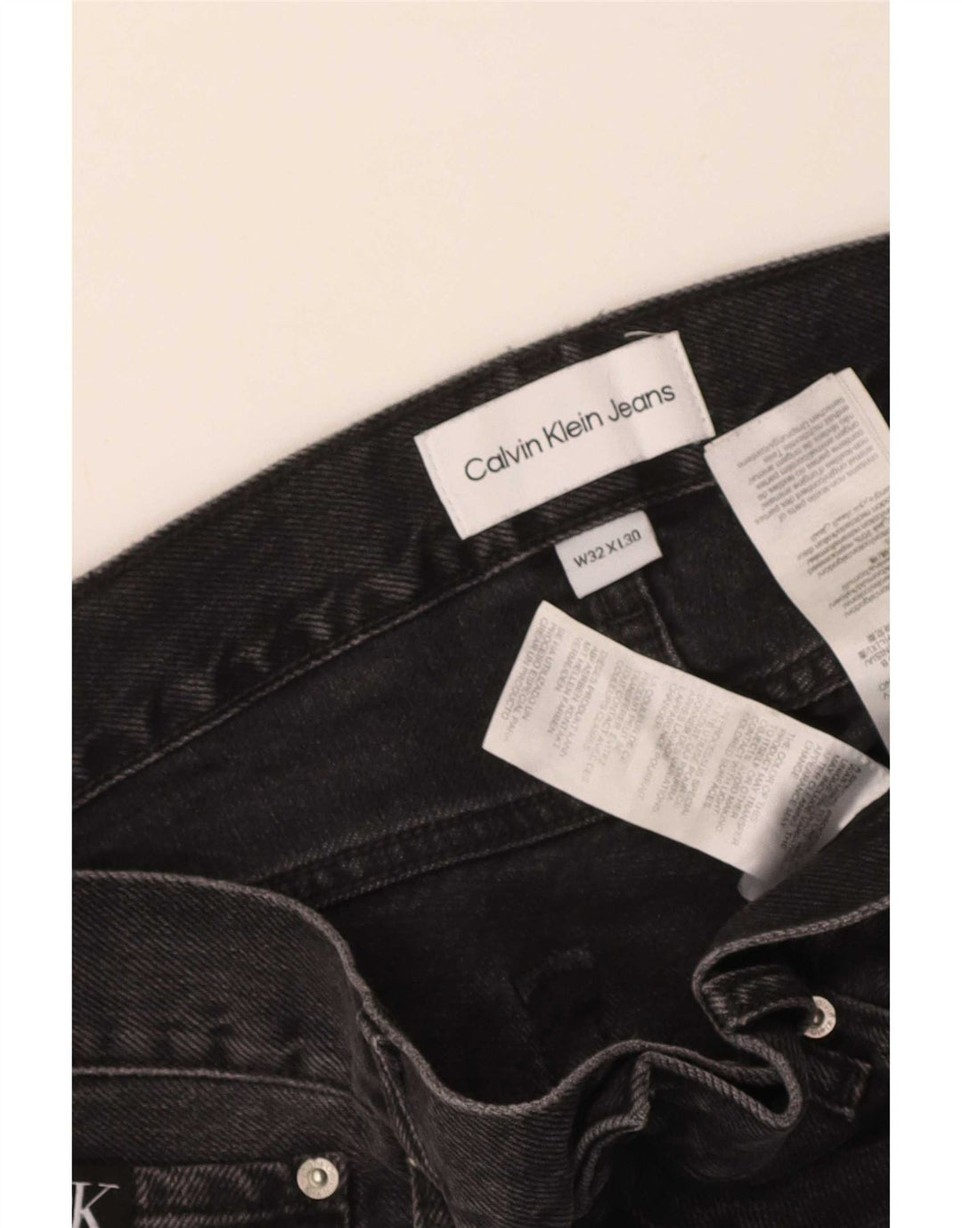 Calvin Klein Herren Straight Jeans W32 L30 Schwarze Baumwolle