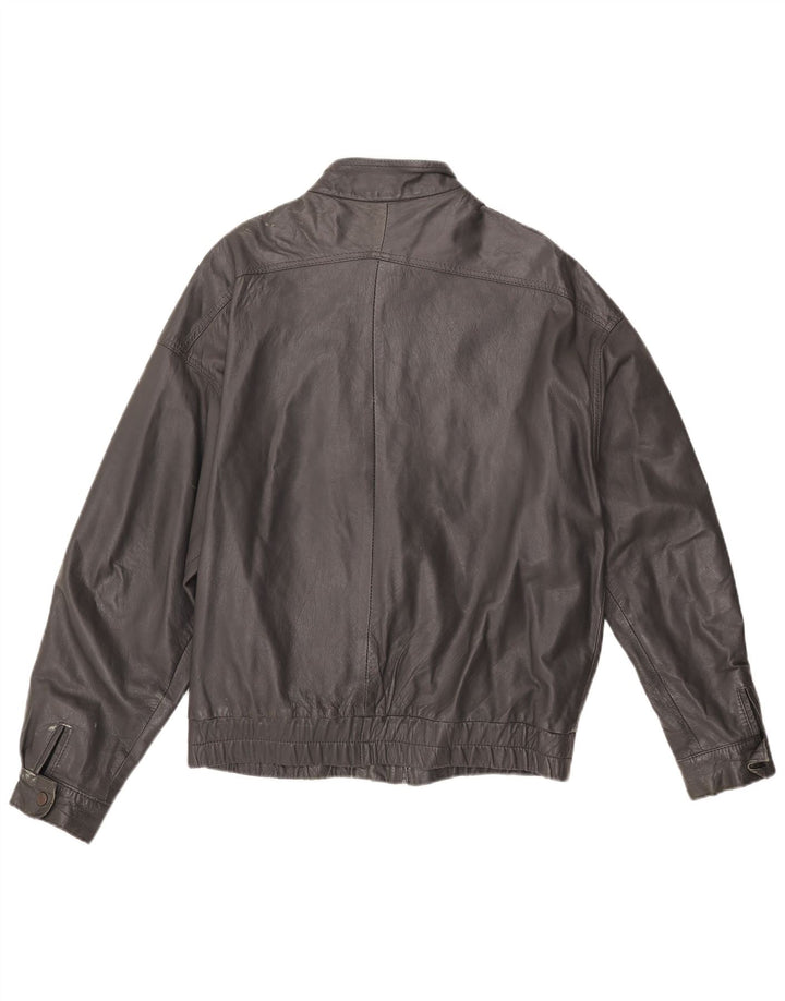 Vintage Herren Lederjacke IT 54 2XL Grau