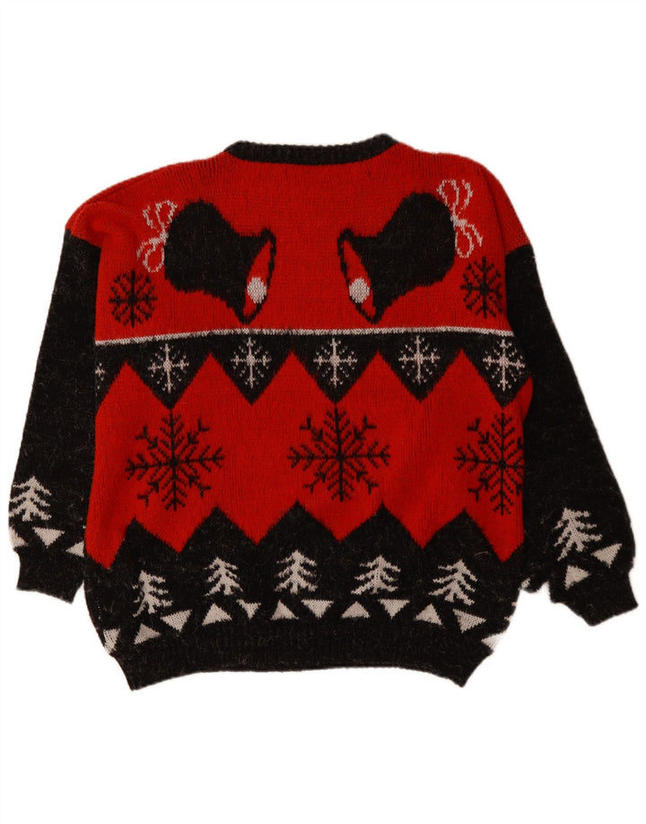 VINTAGE Herren Pullover mit Rundhalsausschnitt XL Rot Fair Isle