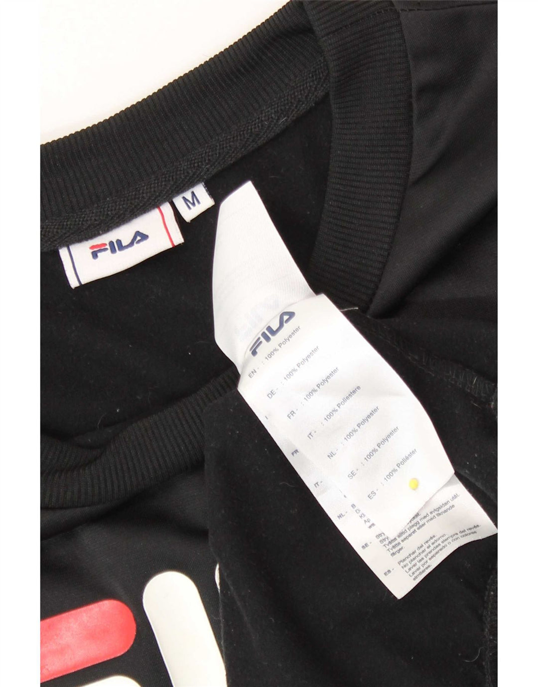 Fila Damen Grafik-Sweatshirt-Pullover UK 14 Mittelschwarzes Polyester
