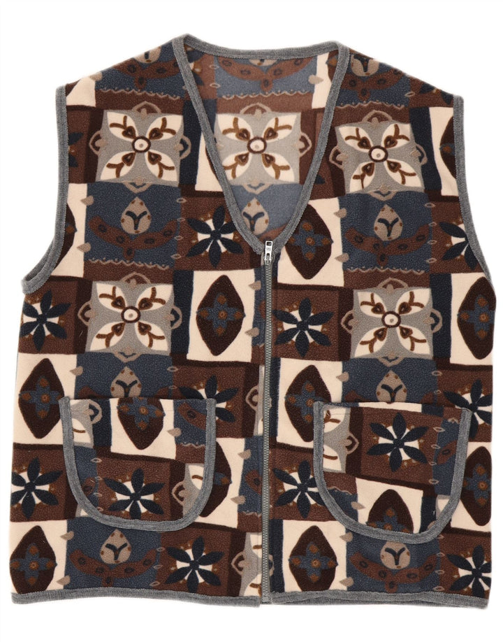 Vintage Herren Fleece Gilet UK 40 Großes mehrfarbiges Patchwork