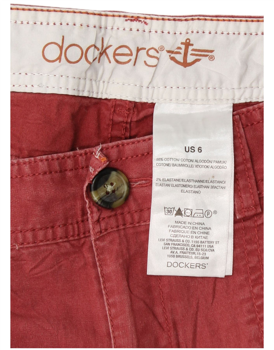 DOCKERS Damen Slim Chino-Hose US 6 Medium W30 L30 Rosa Baumwolle