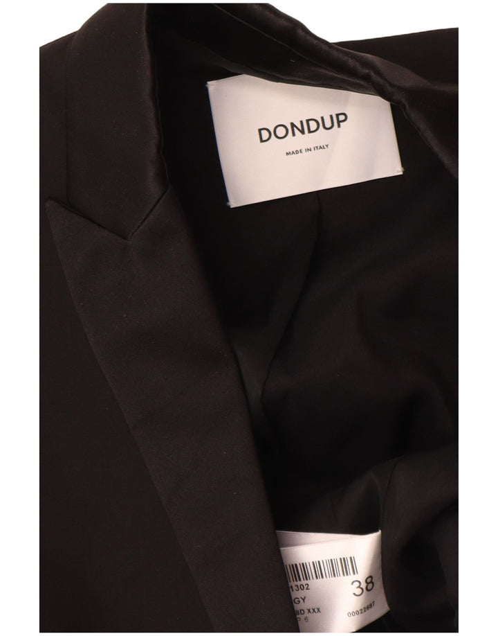 Dondup Damen 1-Knopf-Blazerjacke IT 38 XS Schwarze Baumwolle