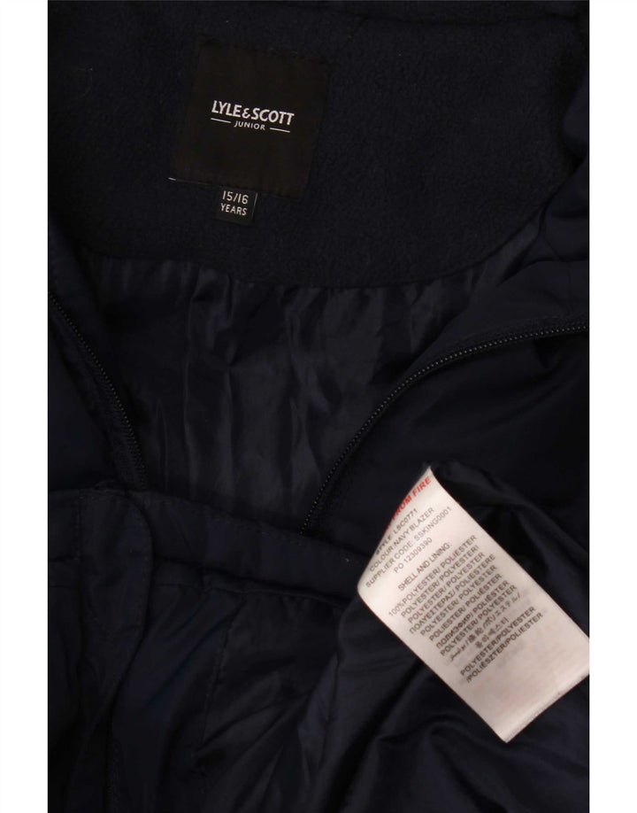 Lyle & Scott Wattierte Jungenjacke mit Kapuze, 15–16 Jahre, marineblaues Polyester