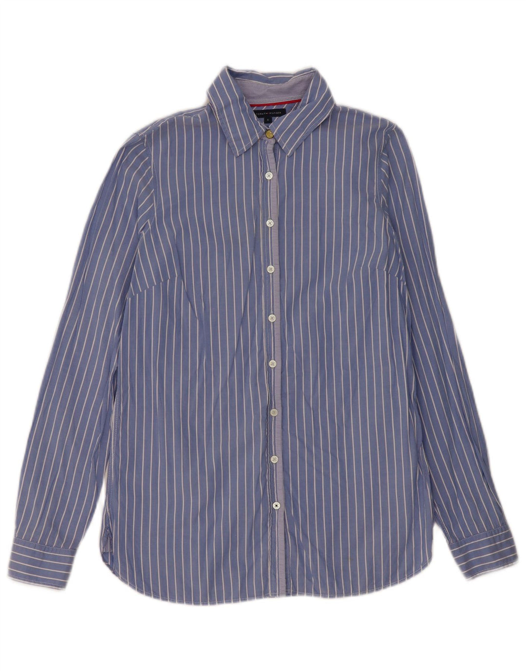 Tommy Hilfiger Damenhemd US 6 Mittelblaue Nadelstreifen-Baumwolle