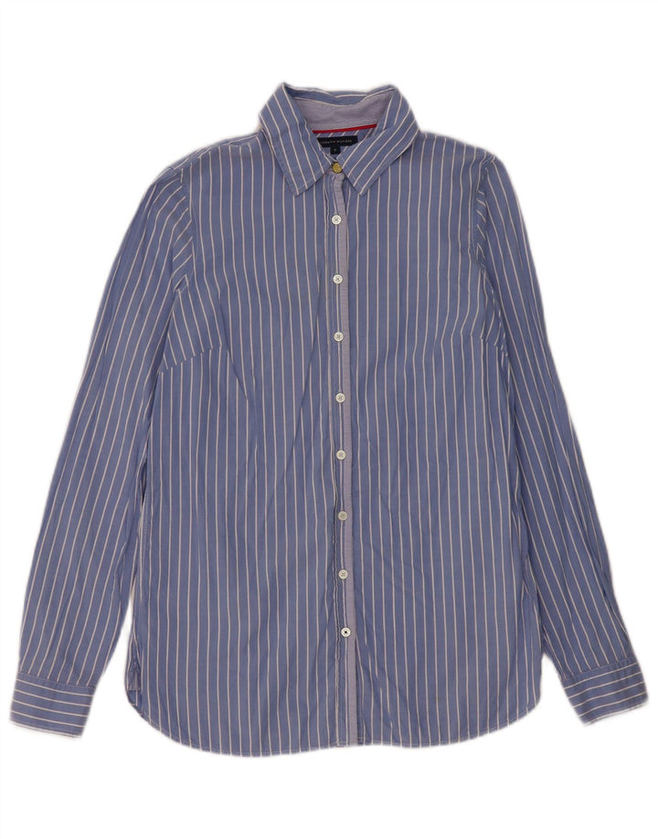 Tommy Hilfiger Damenhemd US 6 Mittelblaue Nadelstreifen-Baumwolle