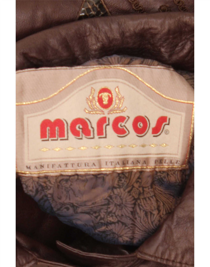 Marcos Damen Übergroßer Ledermantel IT 40 Kleines braunes Leder