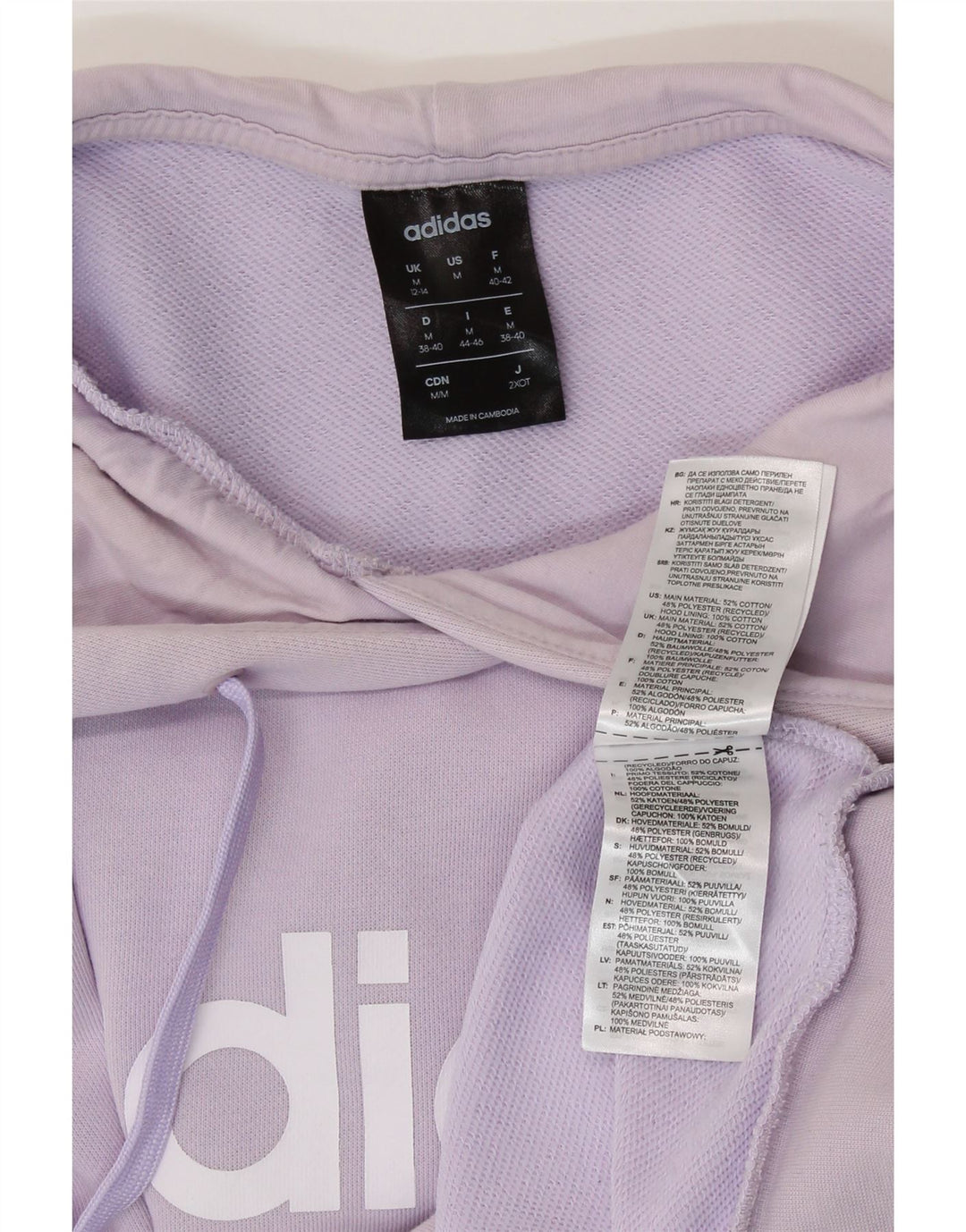 ADIDAS Damen Graphic Hoodie Pullover UK 12/14 Mittellila Baumwolle