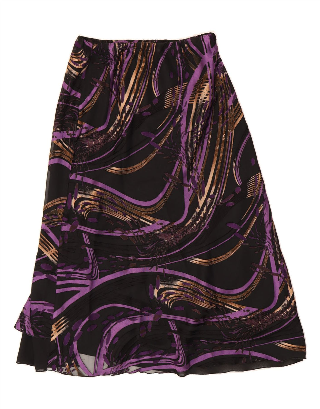 VINTAGE Womens Abstract Pattern A-Line Skirt UK 14 Large W30 Black Vintage Vintage and Second-Hand Vintage from Messina Hembry 