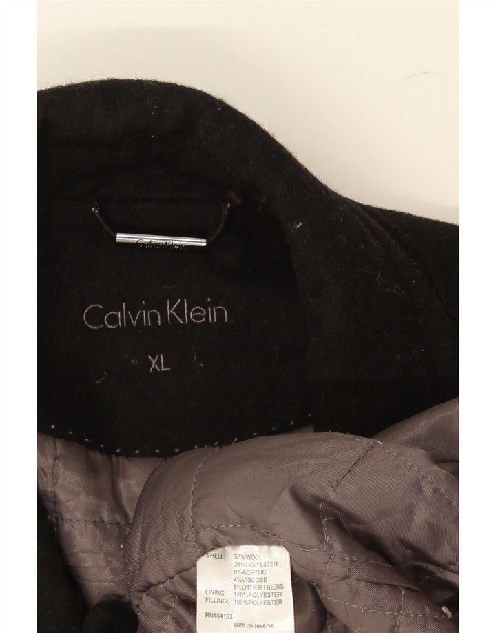 Calvin Klein Herren Zweireiher Mantel UK 42 XL Schwarze Wolle