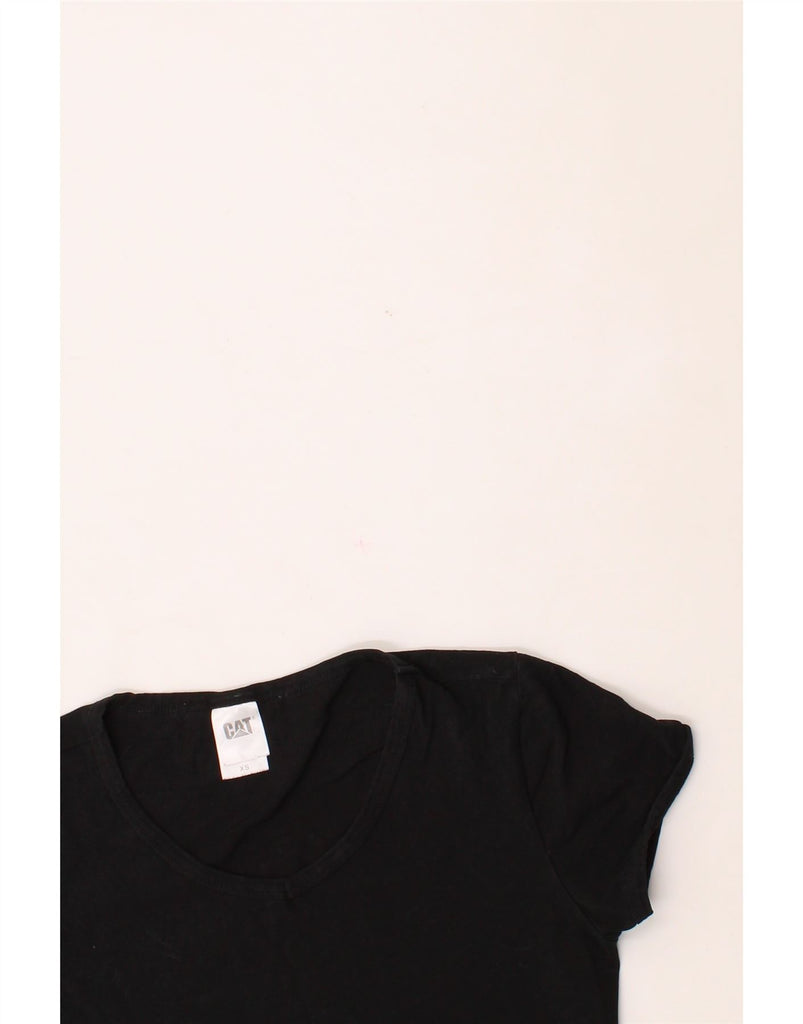 CATERPILLAR Womens Graphic T-Shirt Top UK 6 XS Black Cotton Vintage Caterpillar and Second-Hand Caterpillar from Messina Hembry 