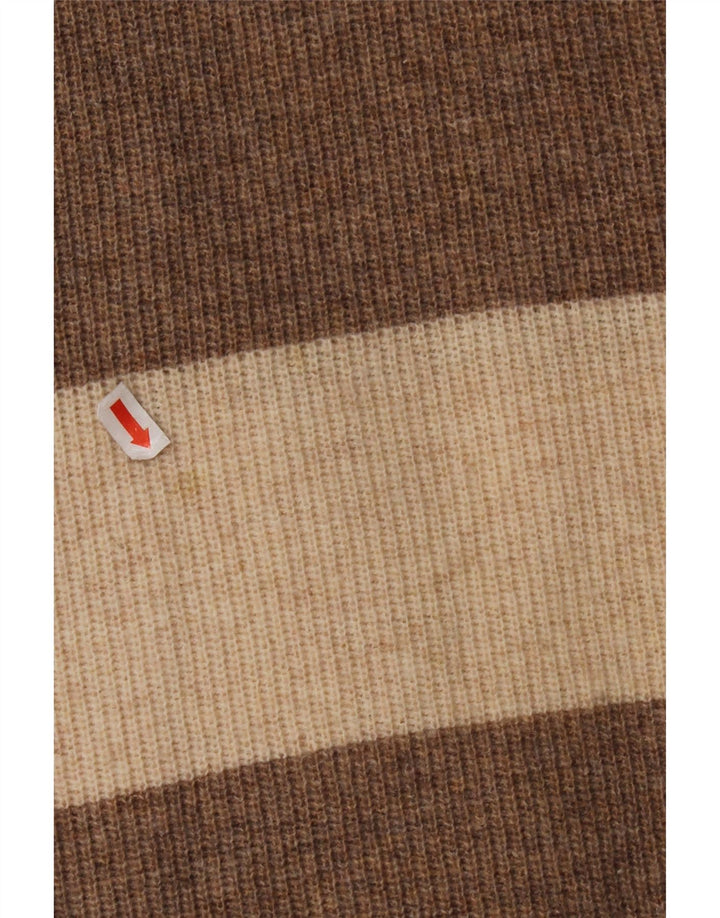 VINTAGE Womens Oversized Roll Neck Jumper Sweater IT 38 XS Beige Striped