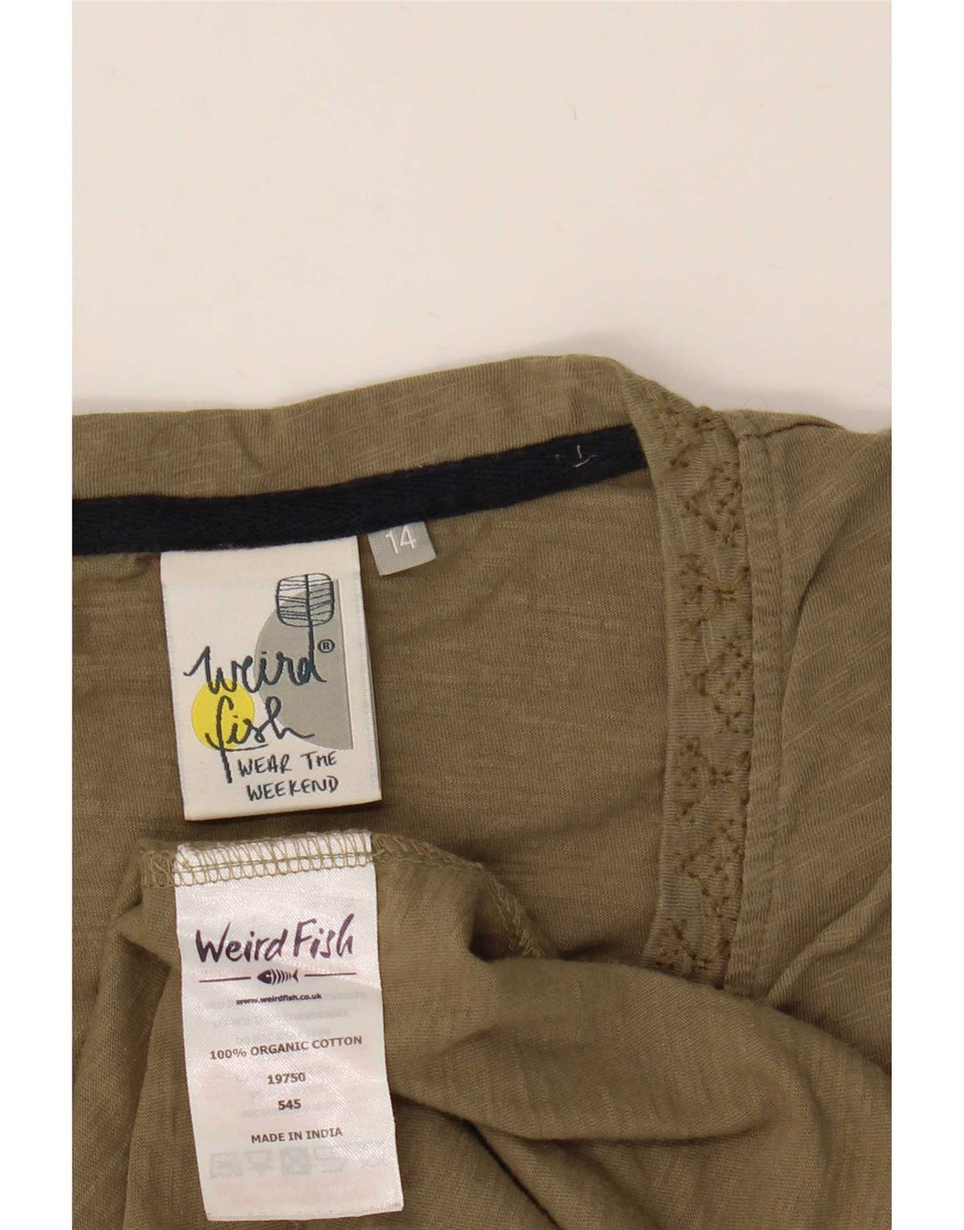 Weird Fish Damen Weste Top UK 14 Medium Khaki Baumwolle