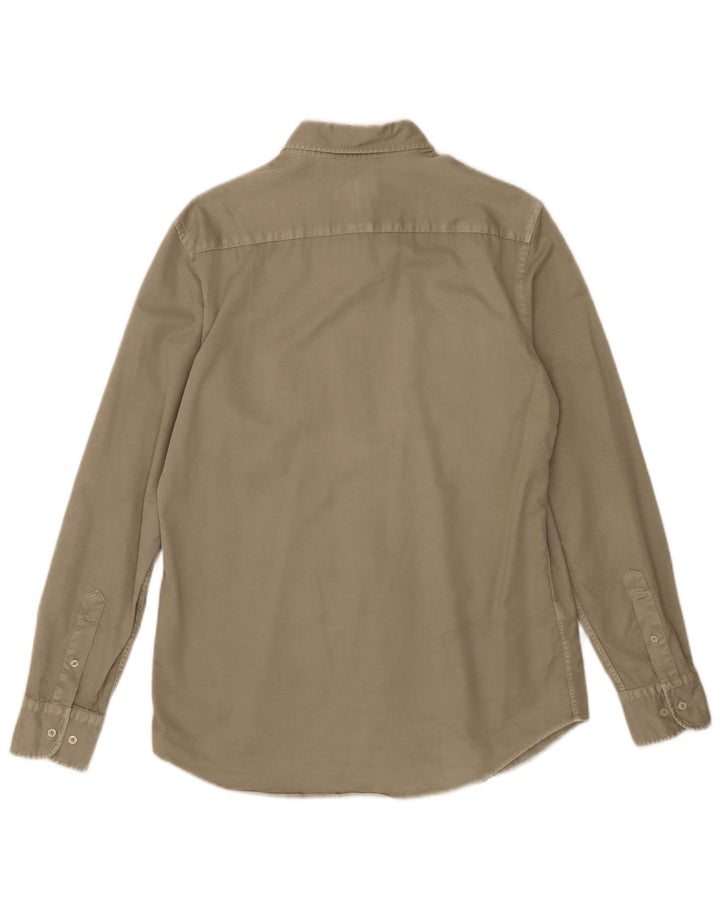 Massimo Dutti Herrenhemd aus mittlerer Khaki-Baumwolle