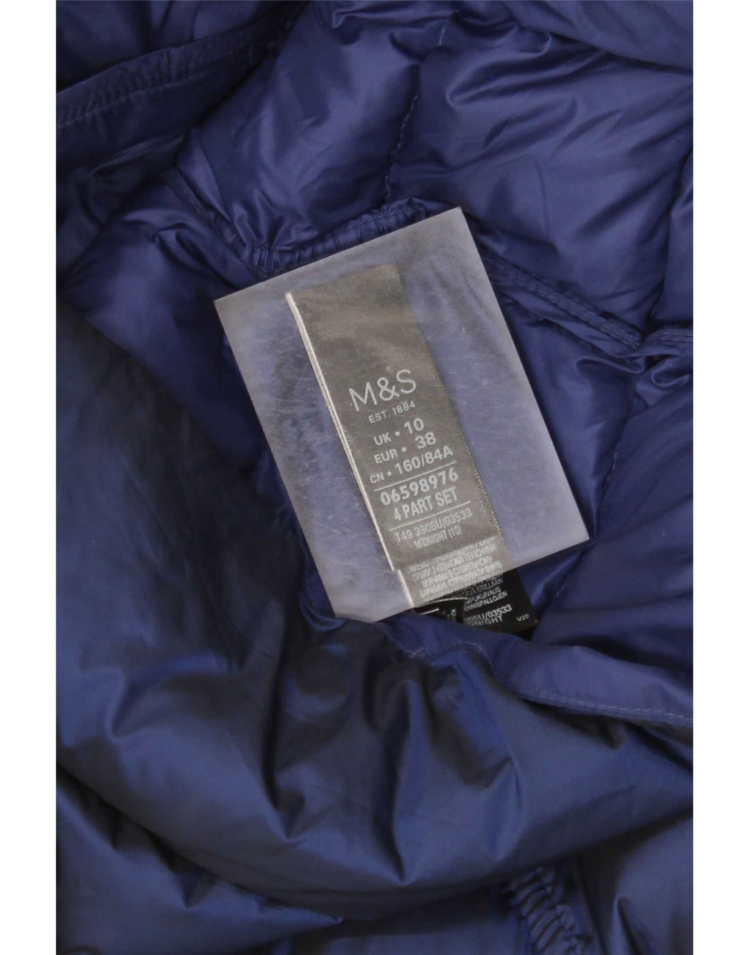 Marks & Spencer Wattierter Damenmantel mit Kapuze, UK 10, Klein, Marineblau, Polyamid