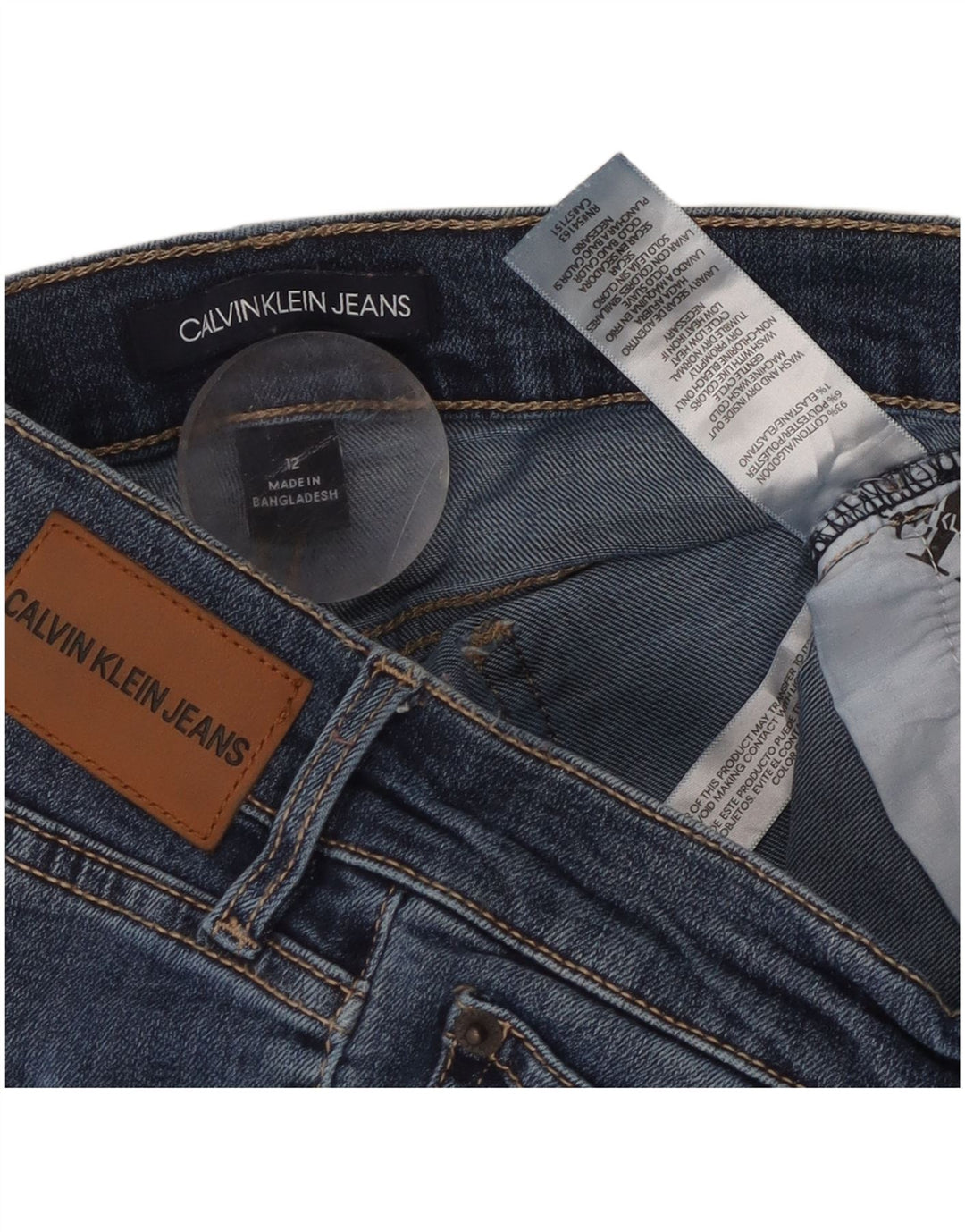 CALVIN KLEIN Damen-Jeans mit hoher Taille, kurz geschnitten, US 12, Größe L, W30, L26, Blau