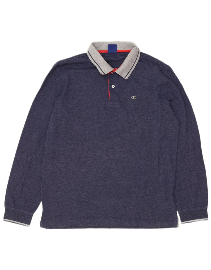 Champion Herren-Langarm-Rugby-Poloshirt, mittelgroß, Marineblau