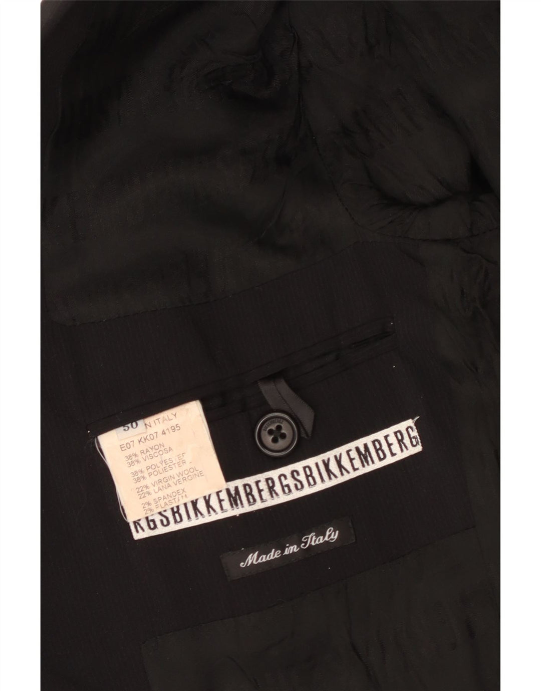 BIKKEMBERGS Herren-Blazer mit 2 Knöpfen, IT 50, groß, schwarze Viskose