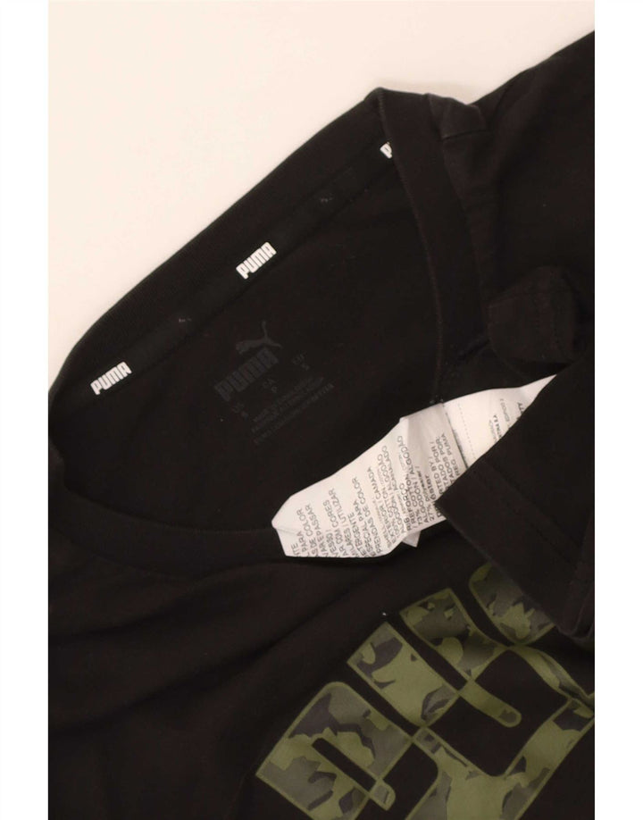 Puma Herren Grafik T-Shirt Top Small Schwarz Baumwolle