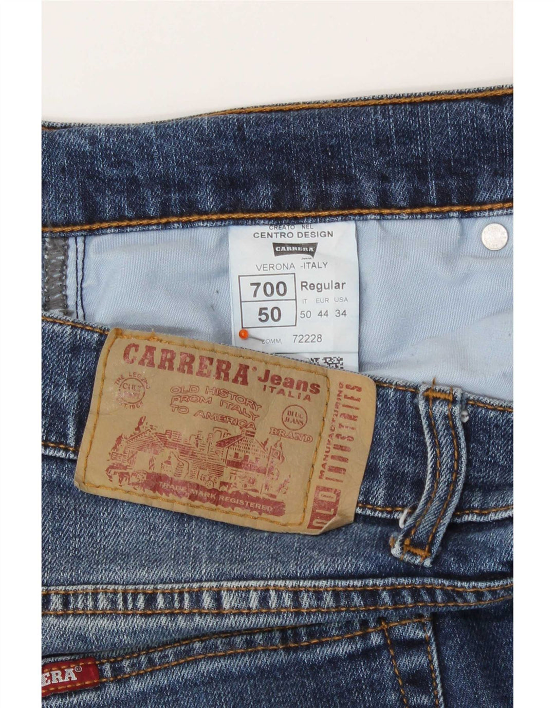 Carrera Damen 700 Regular Straight Jeans W34 L32 Blaue Baumwolle