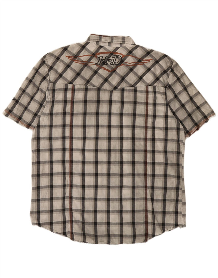 Harley Davidson Herren-Grafik-Kurzarmhemd XL, grau kariert, Baumwolle