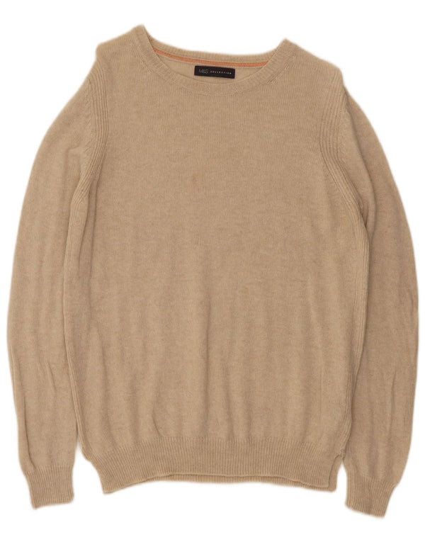 Marks & Spencer Damen-Pullover mit U-Boot-Ausschnitt, Gr. 14, Beige, Wolle