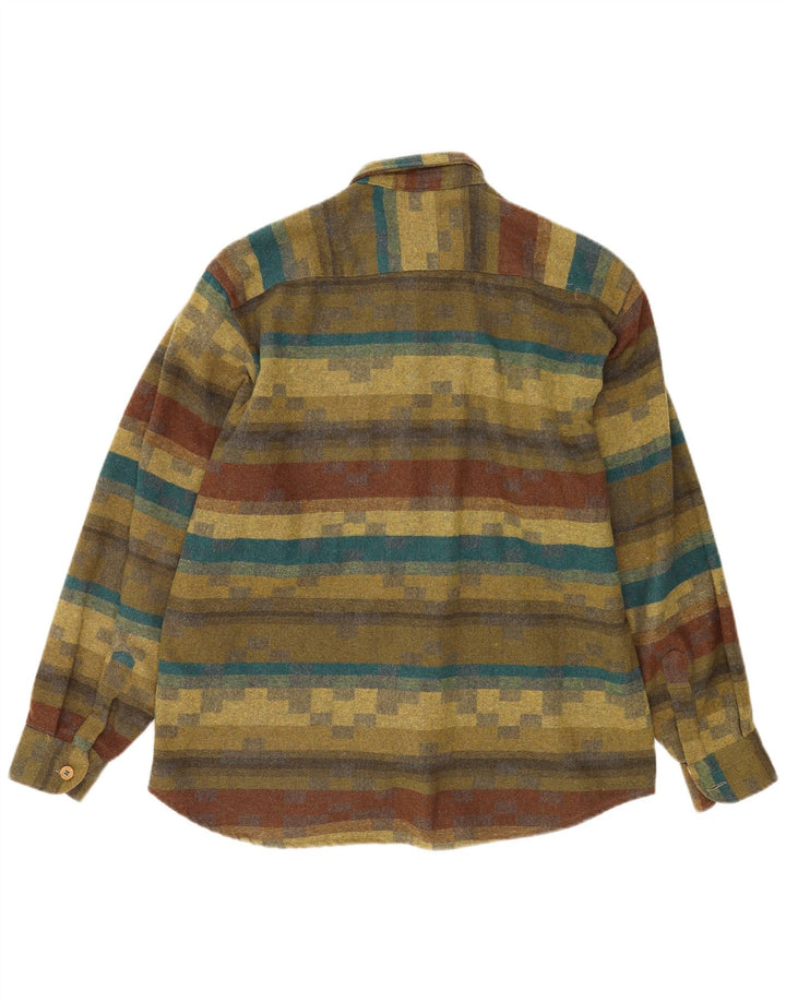 Massaro Herren-Flanellhemd, groß, Khaki, gestreift