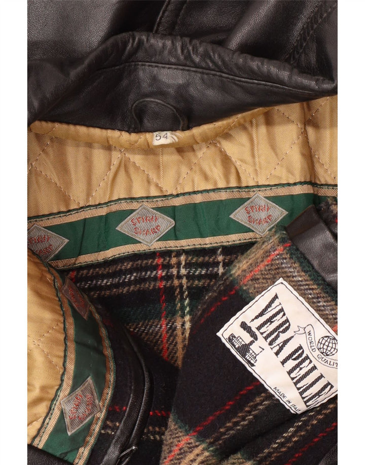 VINTAGE Herren Lederjacke IT 54 2XL Schwarzes Leder