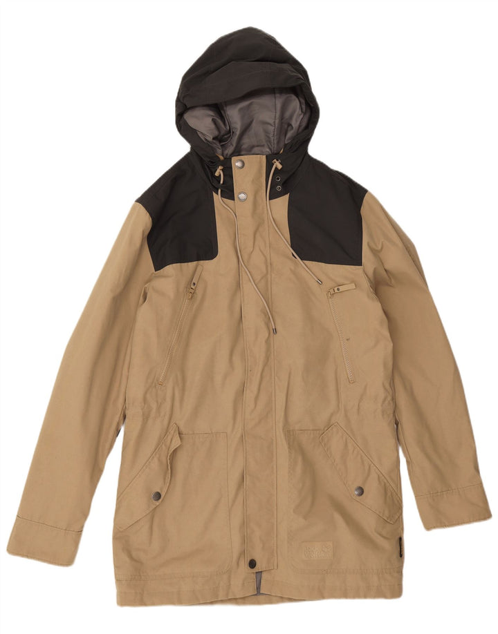 Jack Wolfskin Herren-Parka mit Kapuze, UK 36/38, Mittelbeige, Farbblock